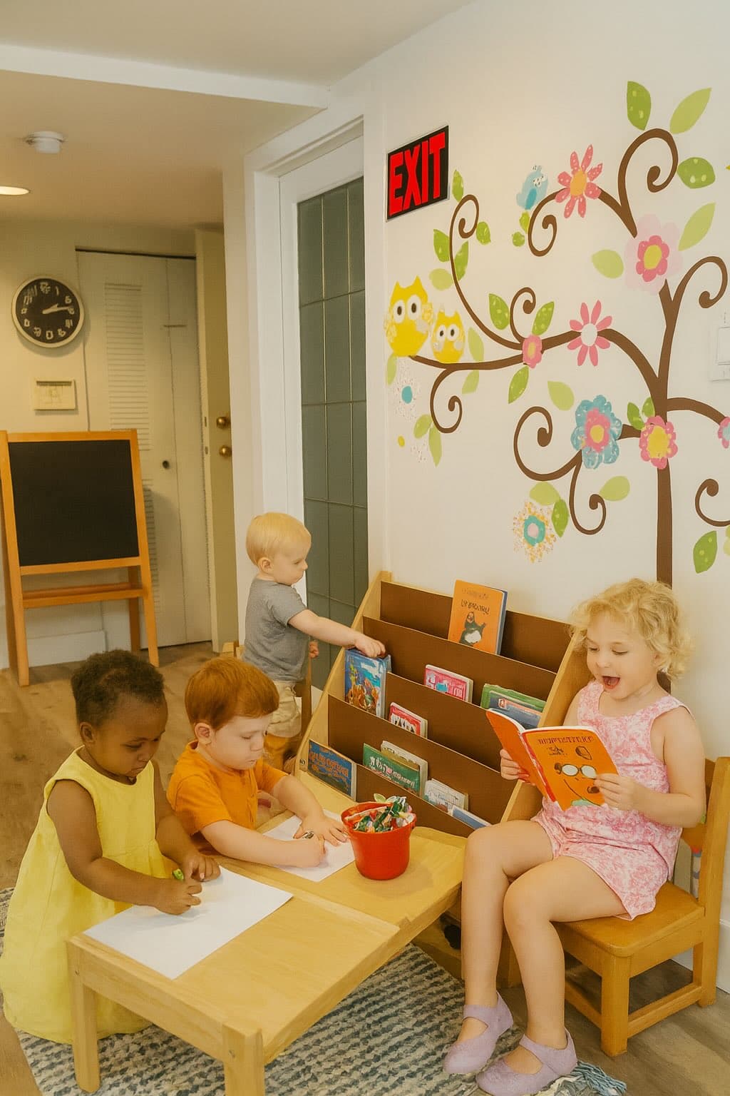 Children engaging in reading and learning activities